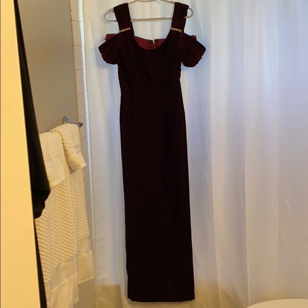 Velvet Burgandy Long Dress